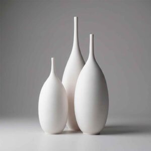 Jarrones blancos cuello largo cerámica artesanal gres — Quartz X3 #260