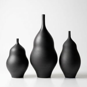 Handmade black stoneware vases, Unikas Black X3 #206