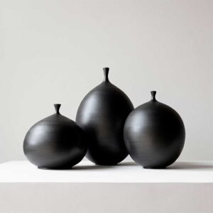 Handmade black stoneware vases, Unikas Black X3 #215