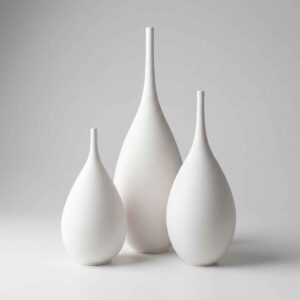Jarrones decorativos blancos gres forma orgánica — Quartz X3 #262