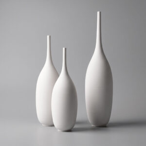 Handmade white stoneware vases, Unikas Quartz X3 #271