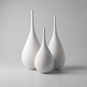 Handmade white stoneware vases, Unikas Quartz X3 #272