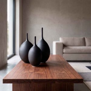 Jarrones negros para decorar cerámica artesanal gres de autor — Black X3 #233