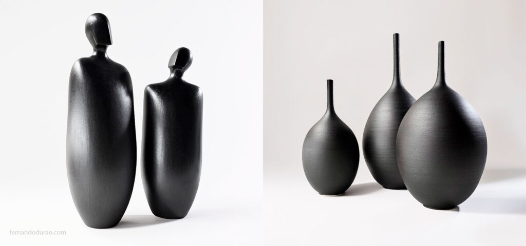 "jarrón decorativo gres negro satinado colección Black Fernando Durao"
