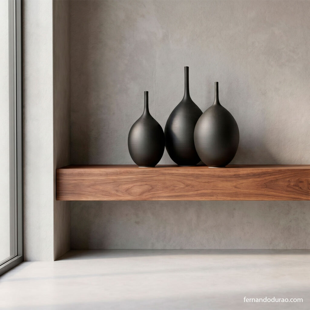 "cerámica artesanal de gres negro mate Fernando Durao colección Black"