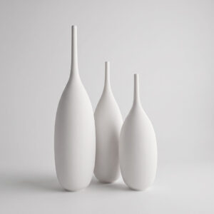 Handmade white stoneware vases, Unikas Quartz X3 #270