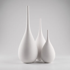 Handmade white stoneware vases, Unikas Quartz X3 #273