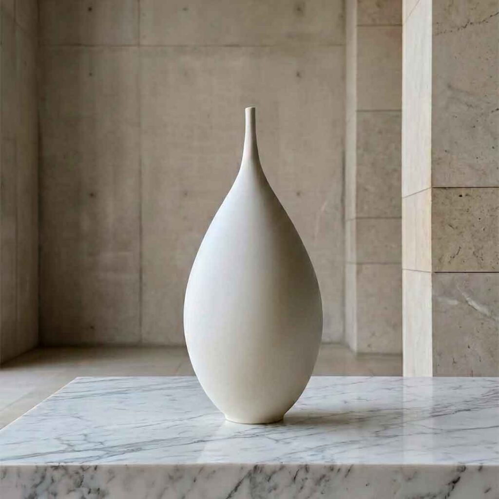 Decoración con jarrones modernos en sala minimalista