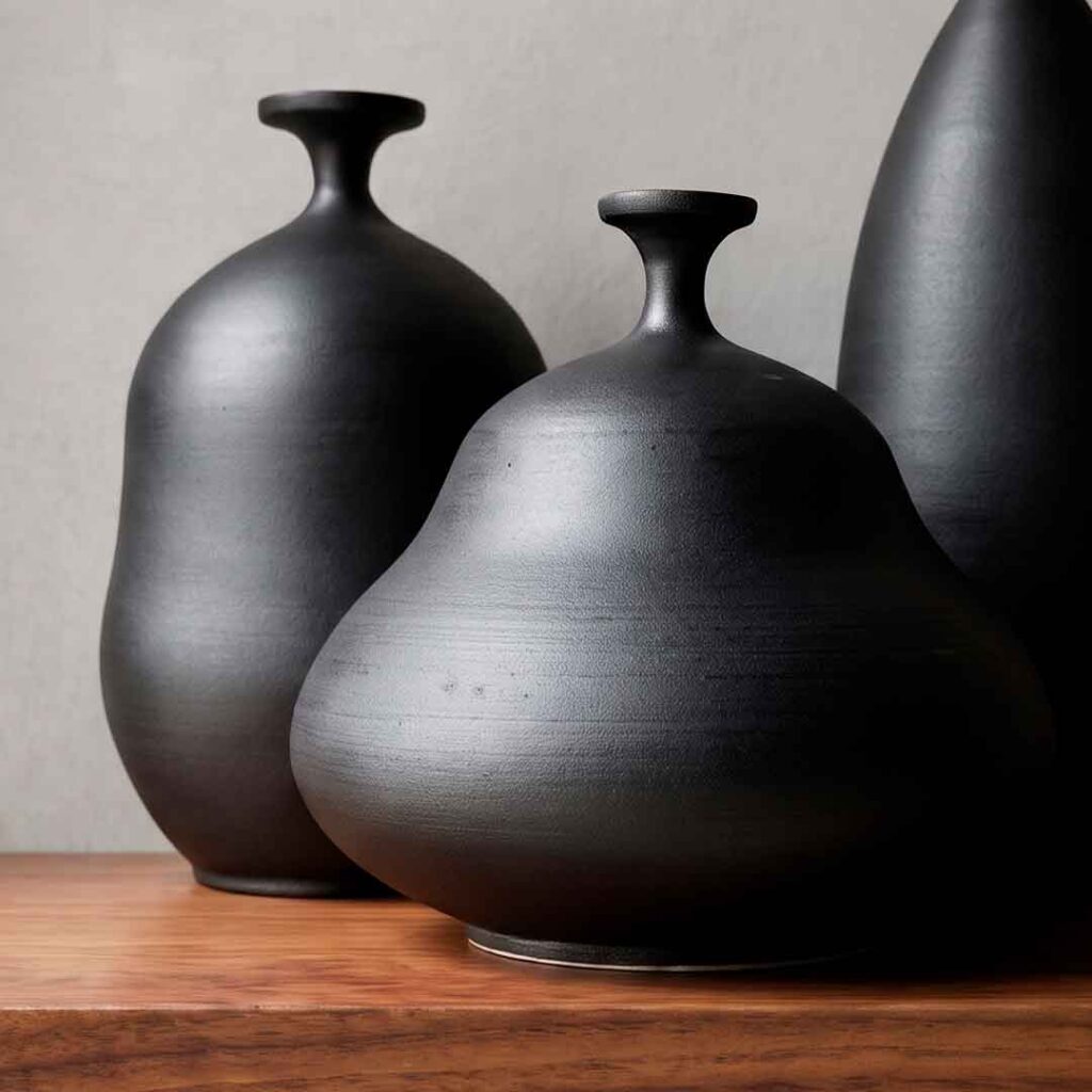 Cerámica artesanal gres con texturas y acabado mate en jarrón decorativo