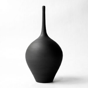 Jarrón alto decorativo de cerámica gres negro Unikas Black 42 cm de altura