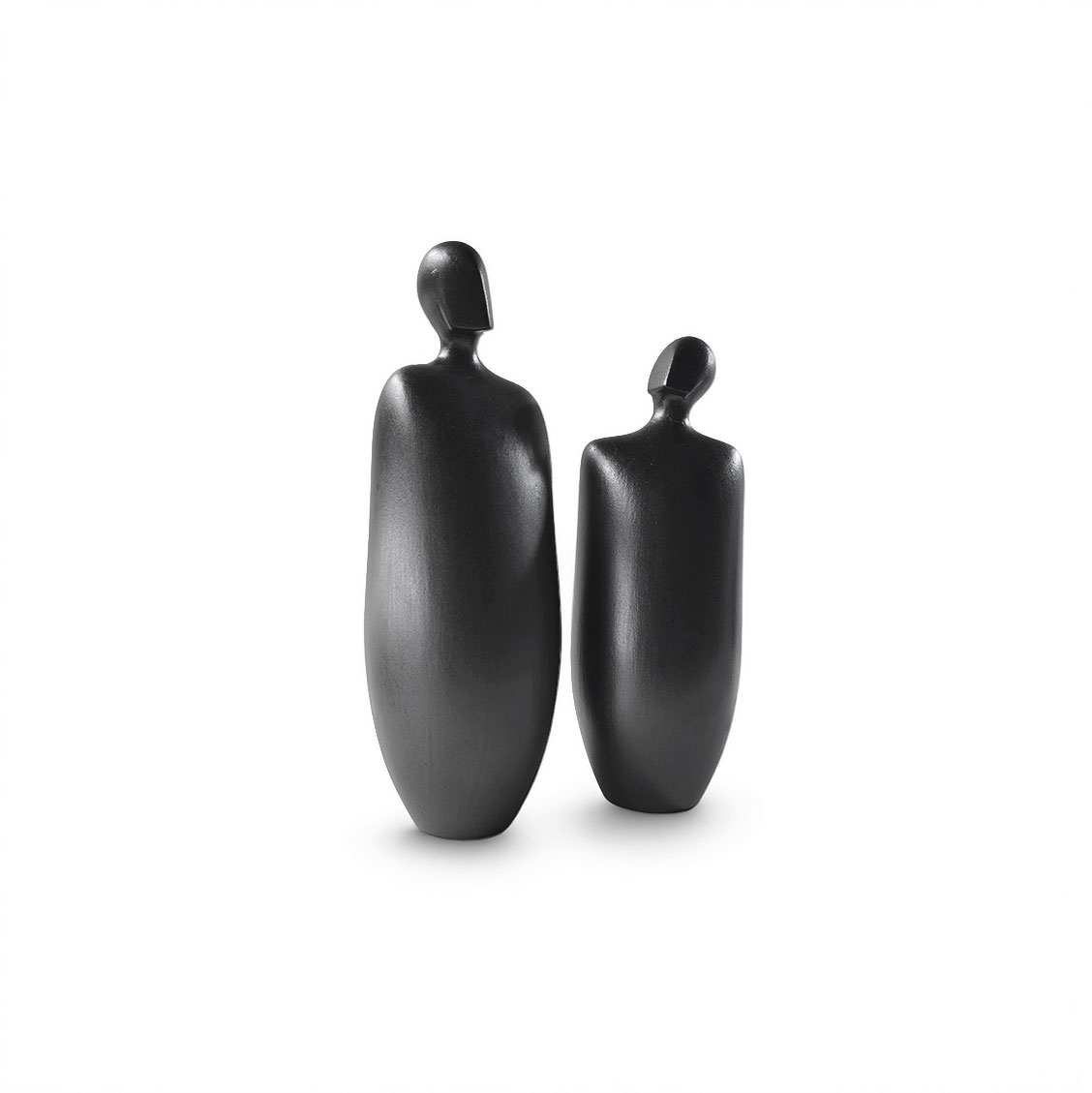 Dónde comprar jarrones decorativos y esculturas de autor: pareja de piezas de gres negro de la colección Moradores.